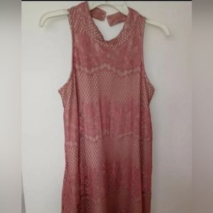 Pink Lace Midi Dress